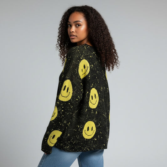 Smiley Face Splatter Paint Sweater/Sweatshirt (XL)