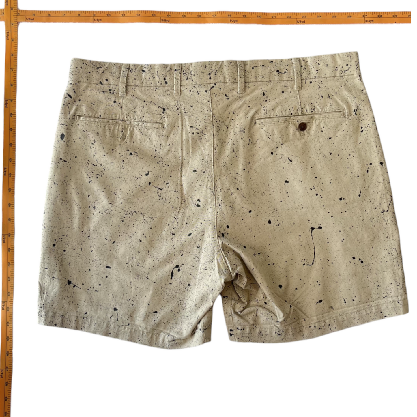 Khaki & Black Splatter Shorts - Size 36