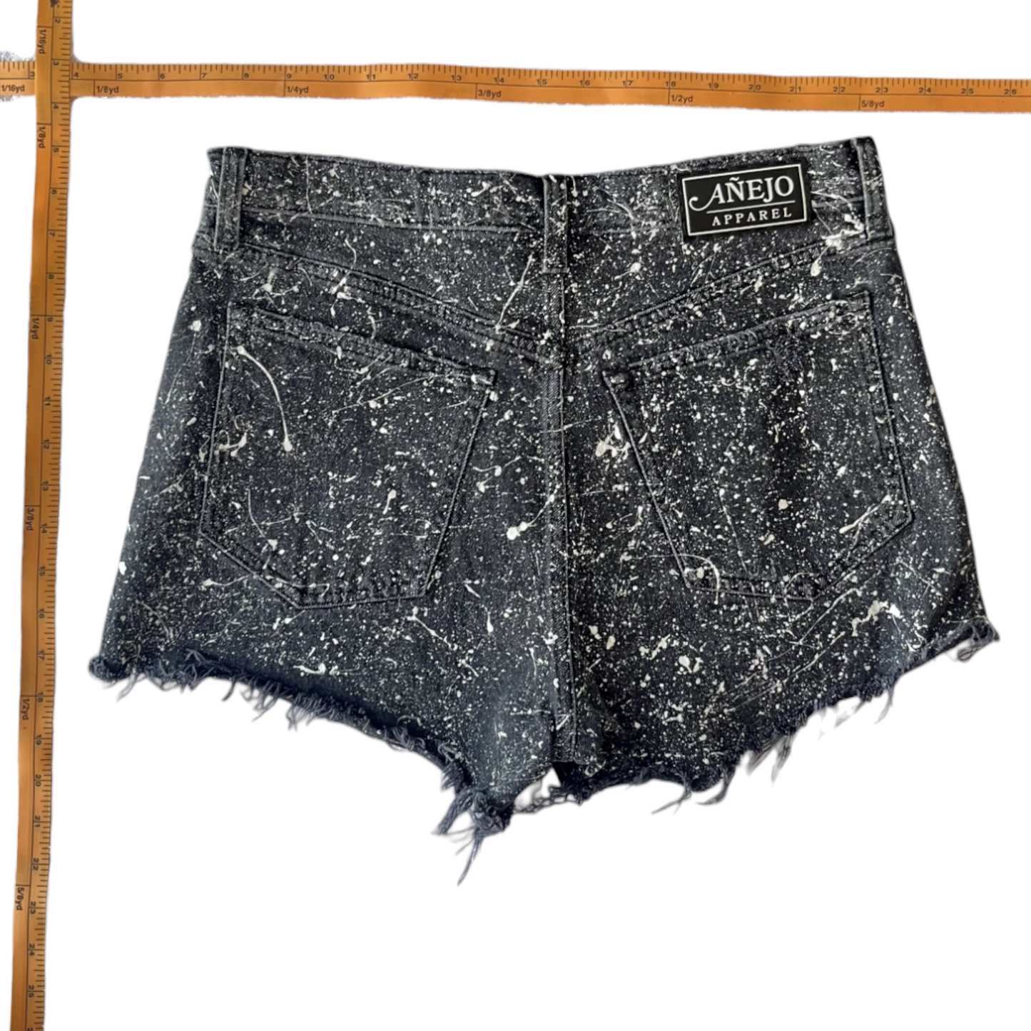 Gray & White Splatter Denim Shorts - Size 8