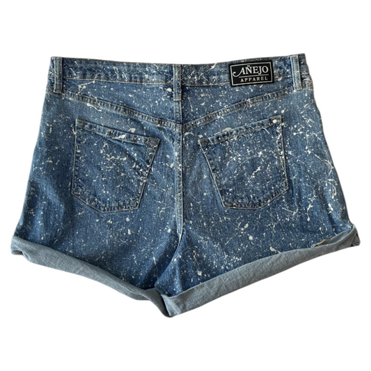 Blue & White Splatter Denim Shorts - Size 12