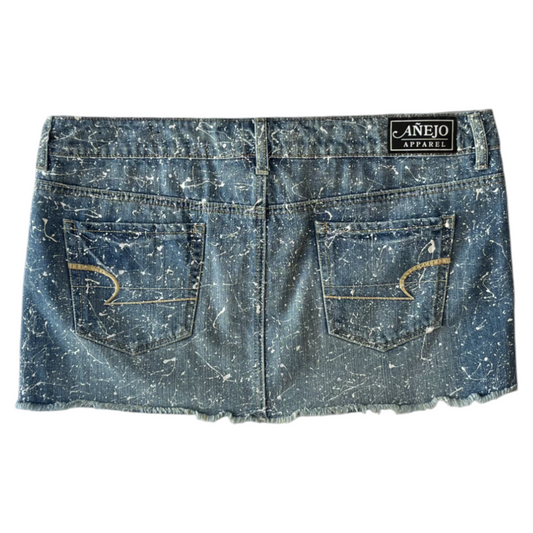 Blue & White Splatter Denim Skirt - Size 14