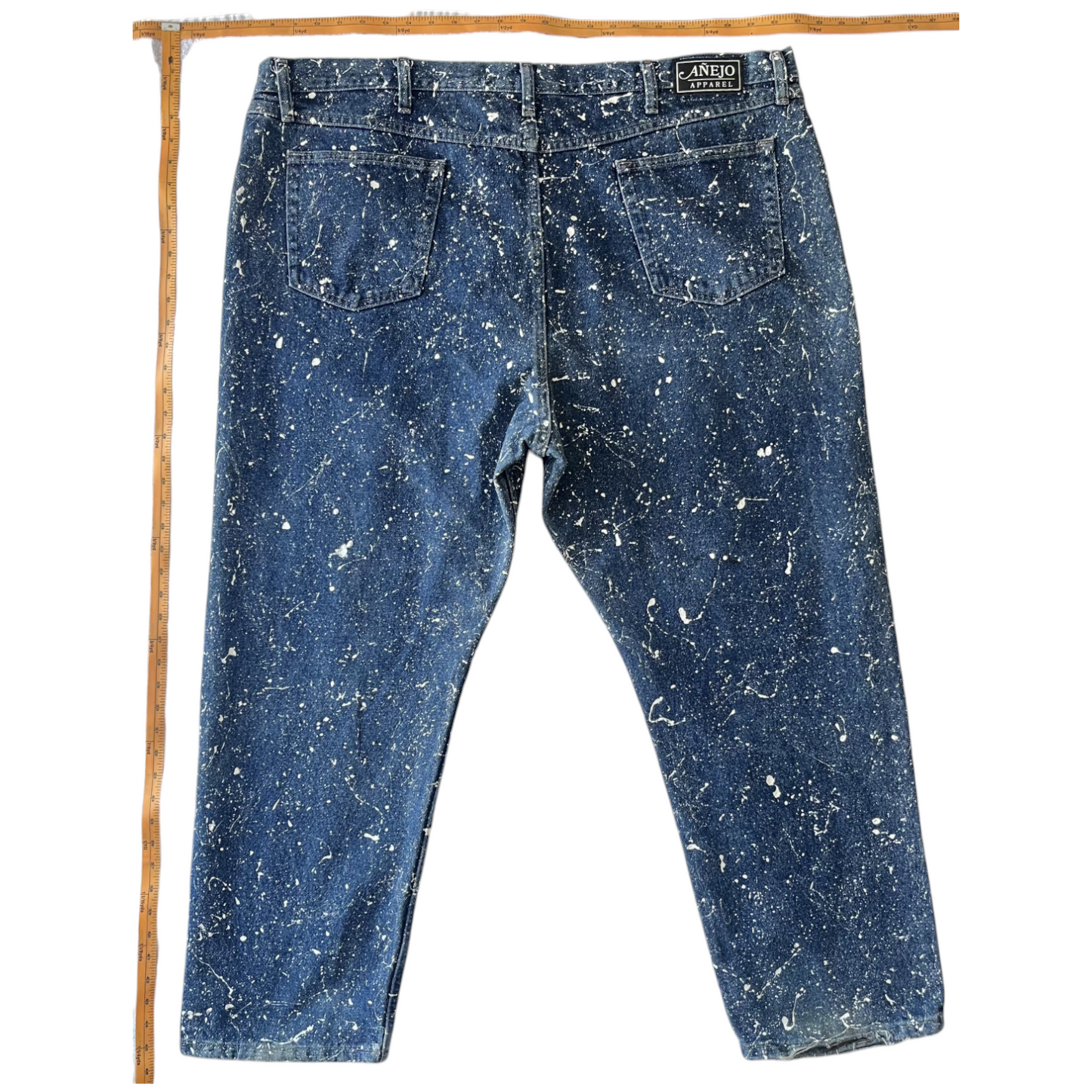 Blue & White Splatter Denim Pants - Size 46 x 30