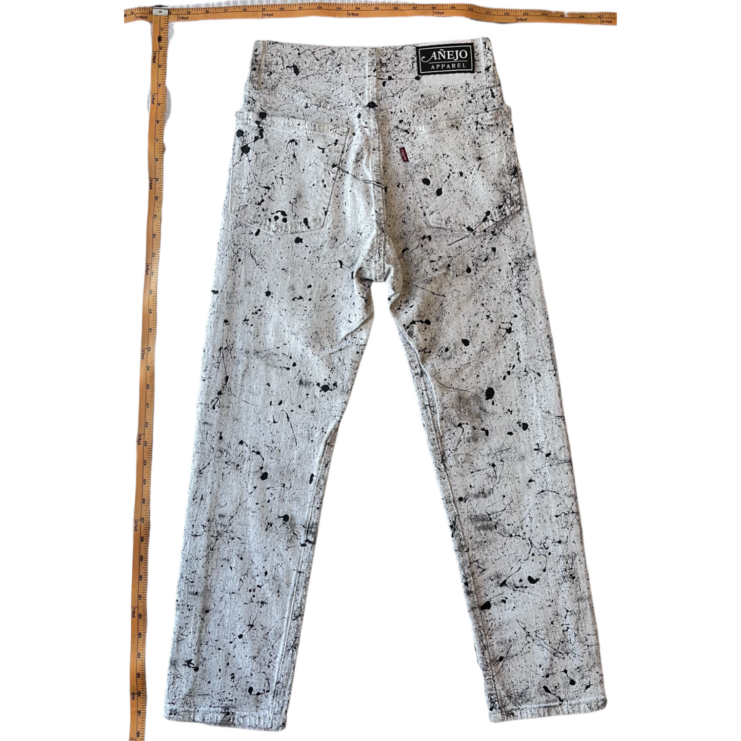 White & Black Splatter Denim Jeans - Size 2