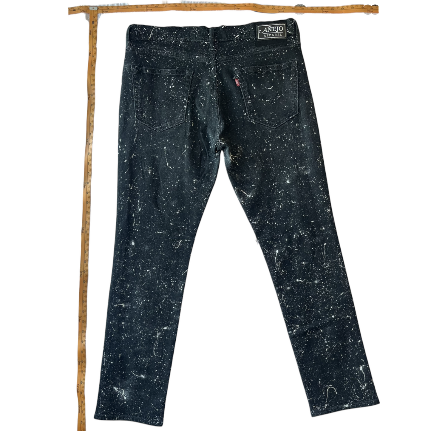 Black & White Splatter Denim Pants - Size 34