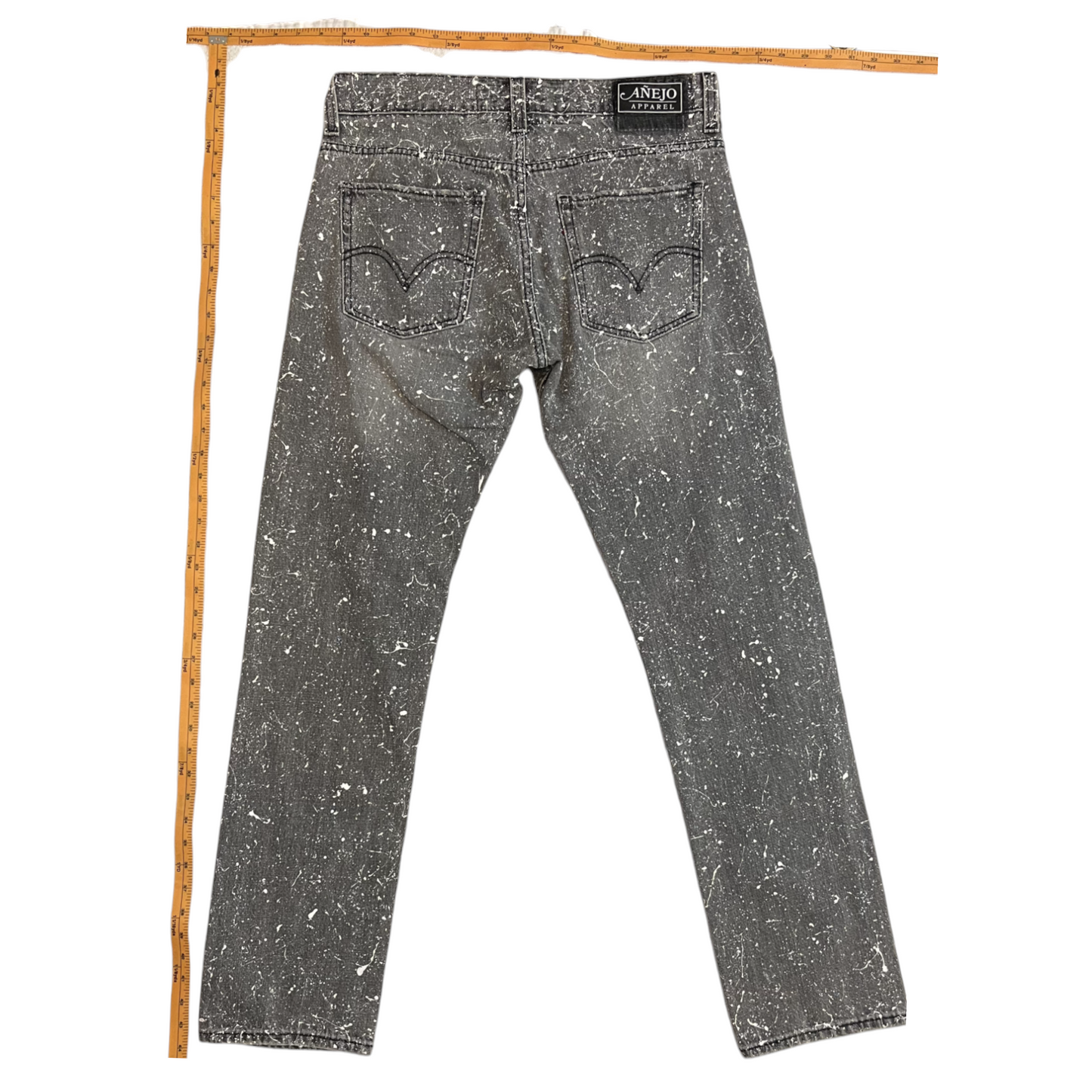 Gray & White Splatter Denim Pants - Size 33 x 32