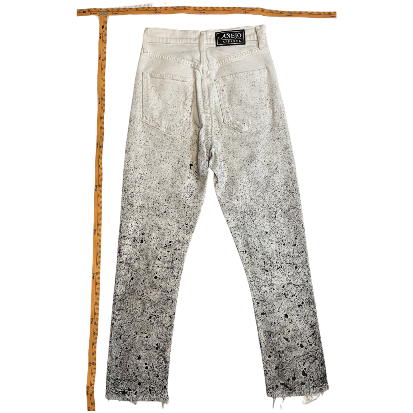White & Black Gradient Splatter Denim Jeans - Size 24