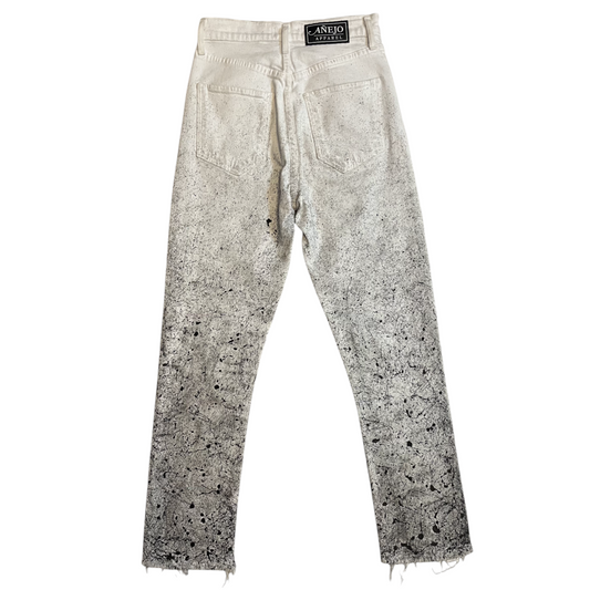 White & Black Gradient Splatter Denim Jeans - Size 24
