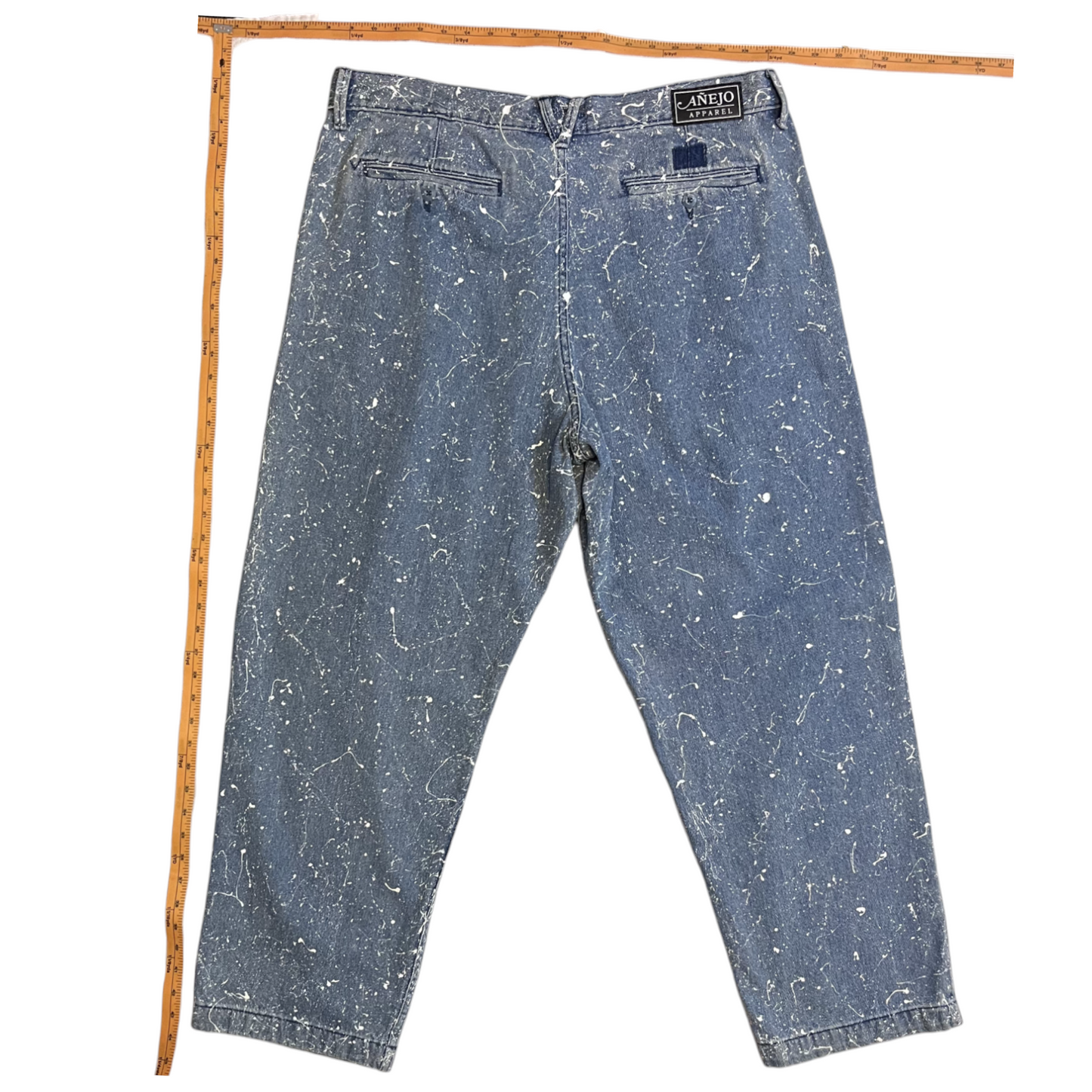 Blue & White Splatter Denim Jeans - Size 40