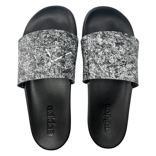 White & Black Splatter Slides - Size M7|W8