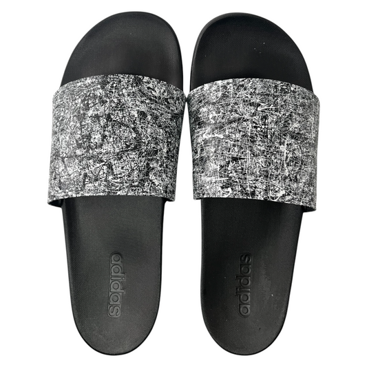 White & Black Splatter Slides - Size M12|W13