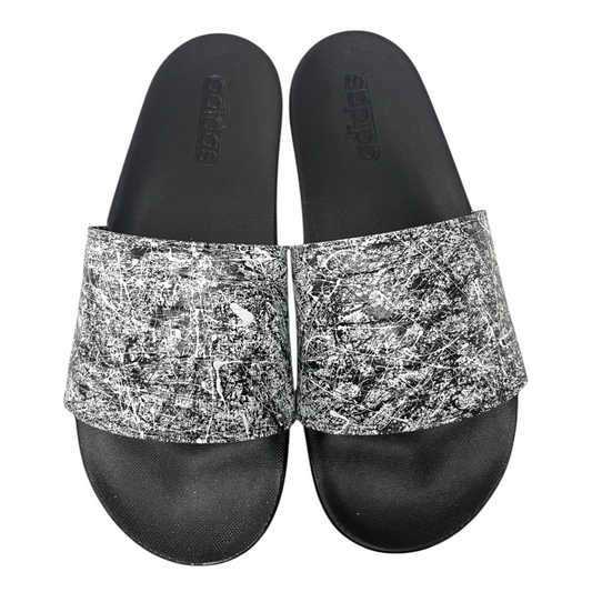 White & Black Splatter Slides - Size M9|W10