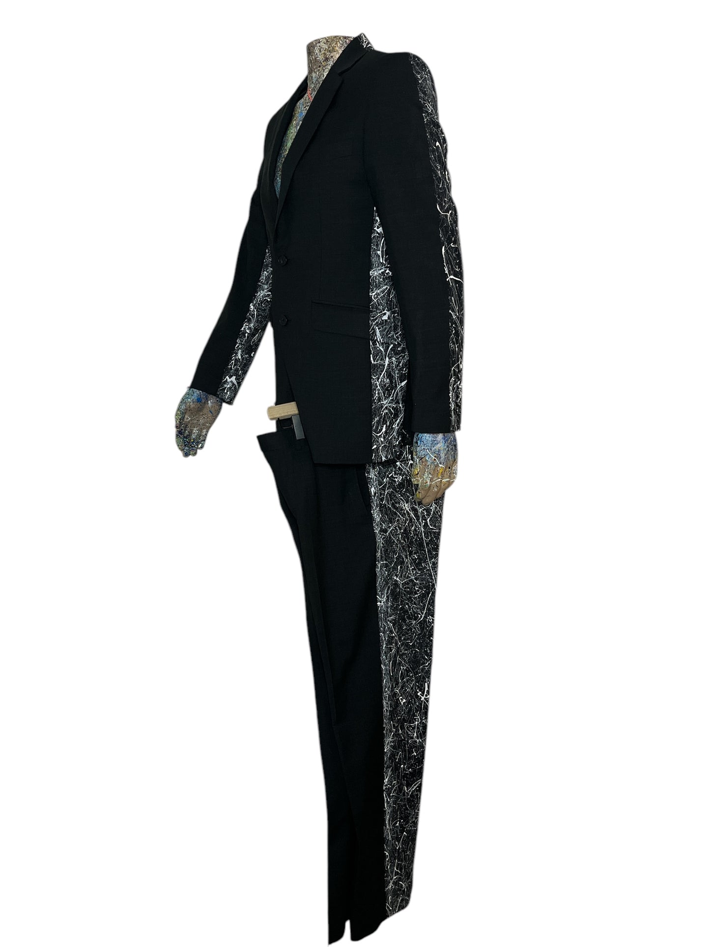 Back Half Splatter Paint Suit Jacket & Slacks 'Business in the Front Party in the Back'