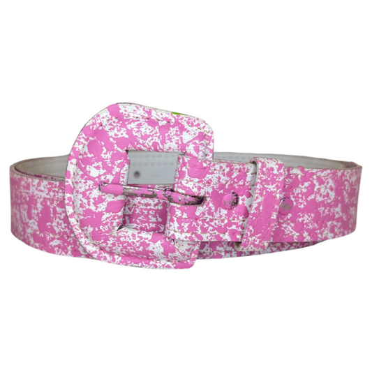 White & Pink Splatter Belt