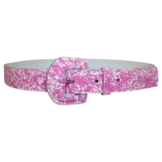 White & Pink Splatter Belt
