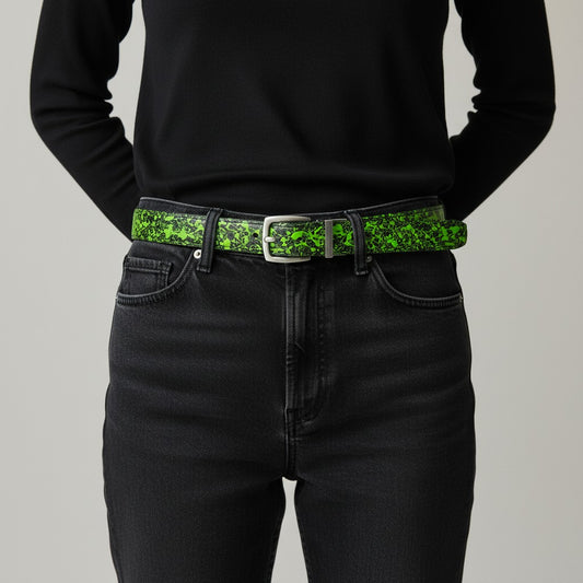 Black & Green Splatter Belt