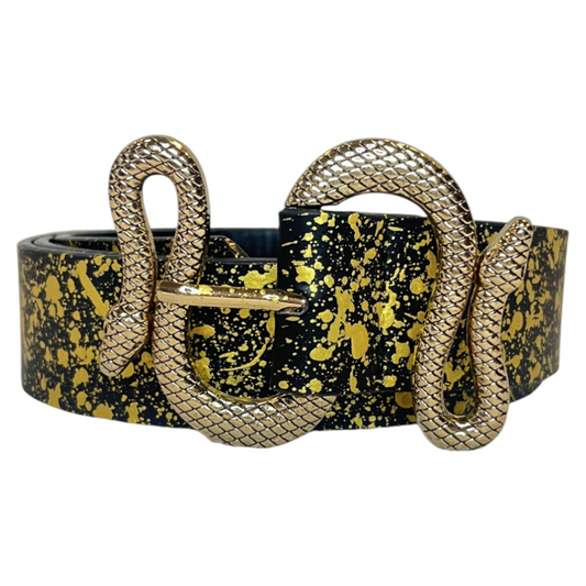 Black & Gold Splatter Snake Belt