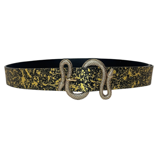 Black & Gold Splatter Snake Belt