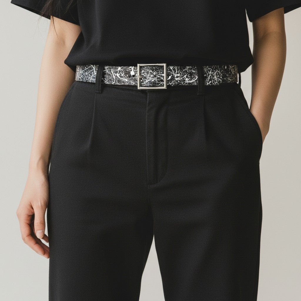Black & White Splatter Belt