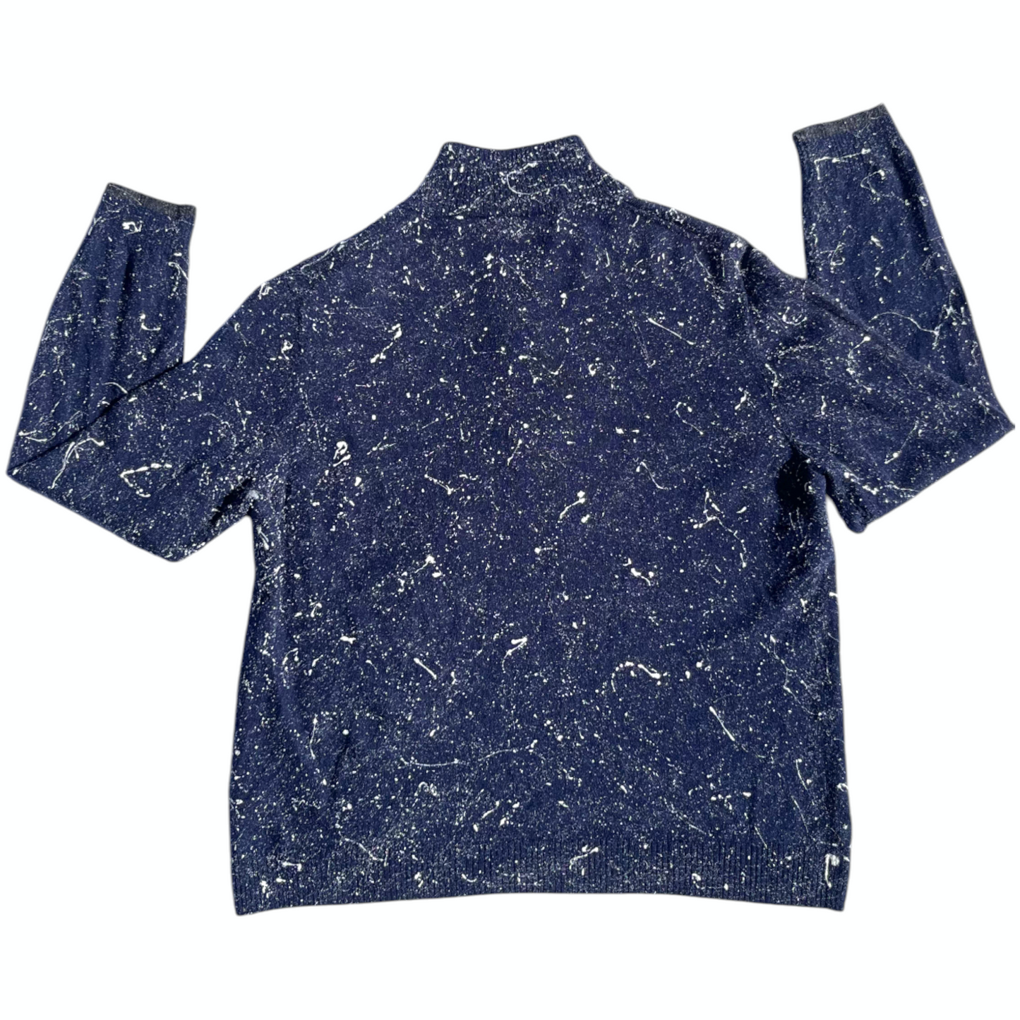 Blue & White Splatter Quarter Zip Sweatshirt - Size L