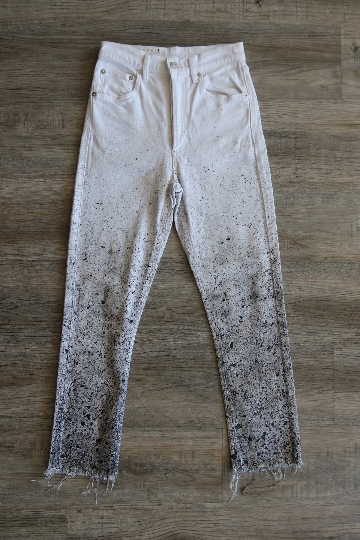 White Ombré Splatter Pants