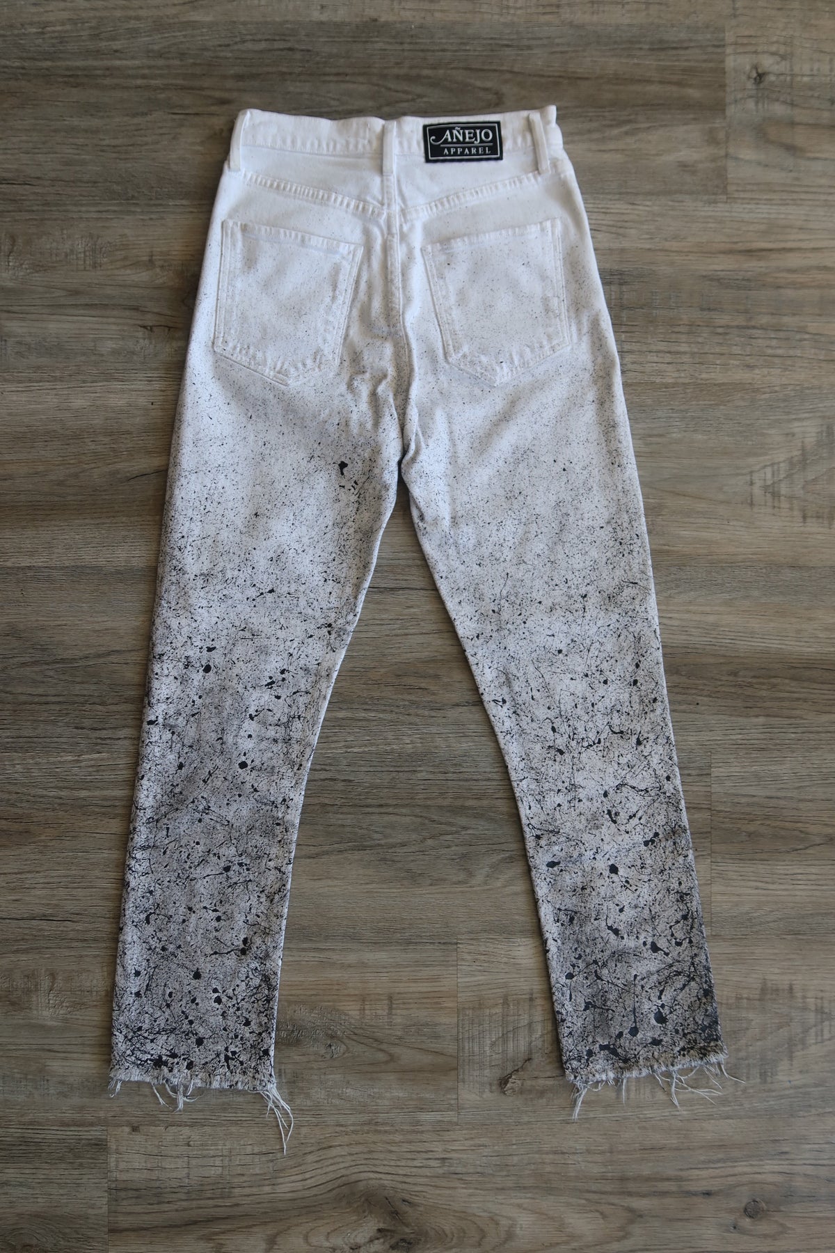 White Ombré Splatter Pants