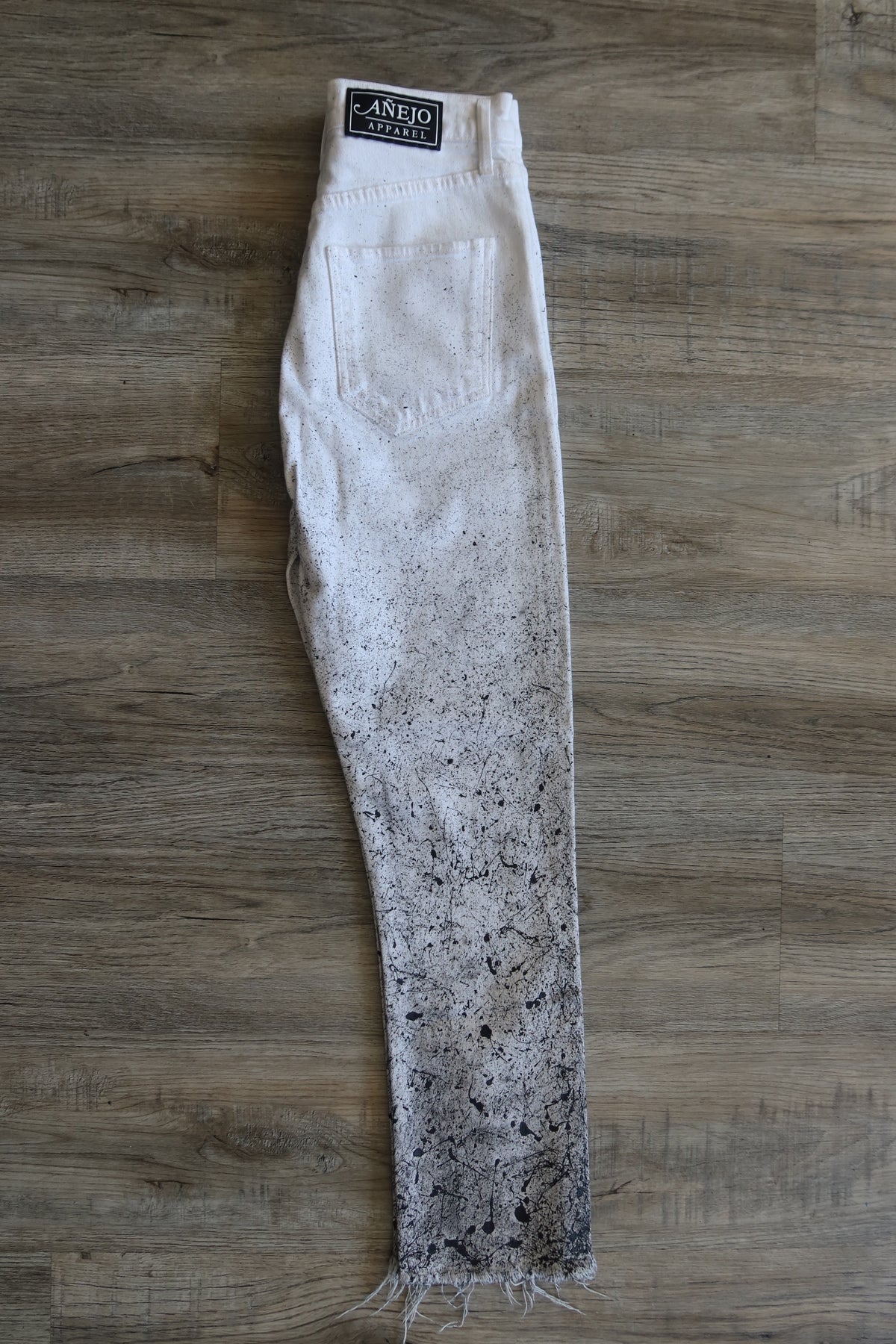 White Ombré Splatter Pants