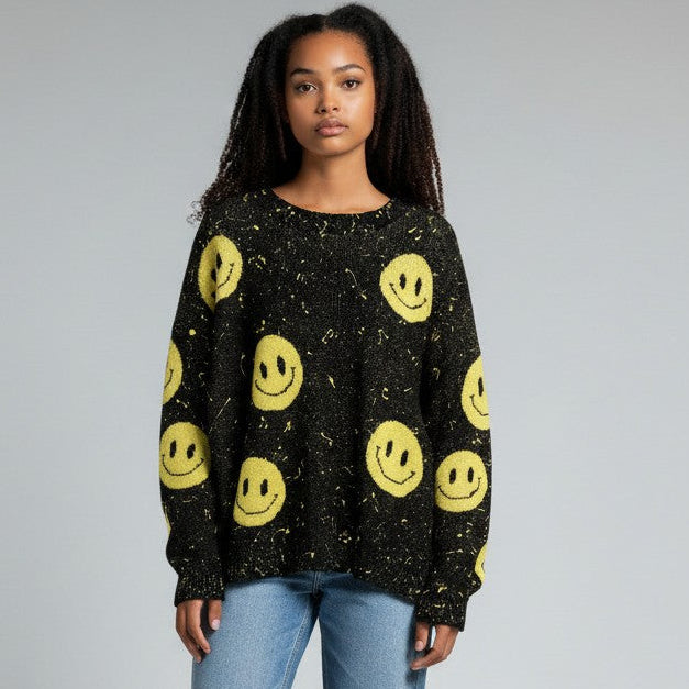 Smiley Face Splatter Paint Sweater/Sweatshirt (XL)