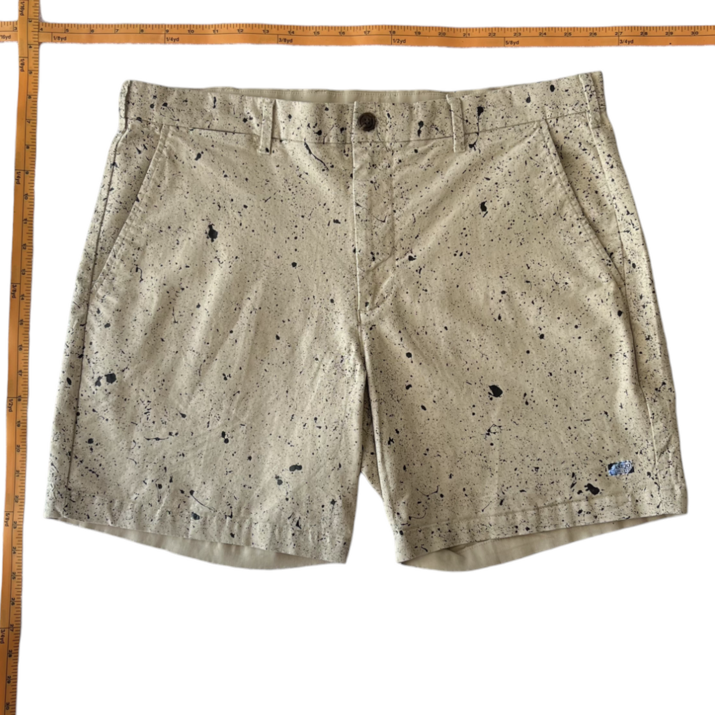 Khaki & Black Splatter Shorts - Size 36