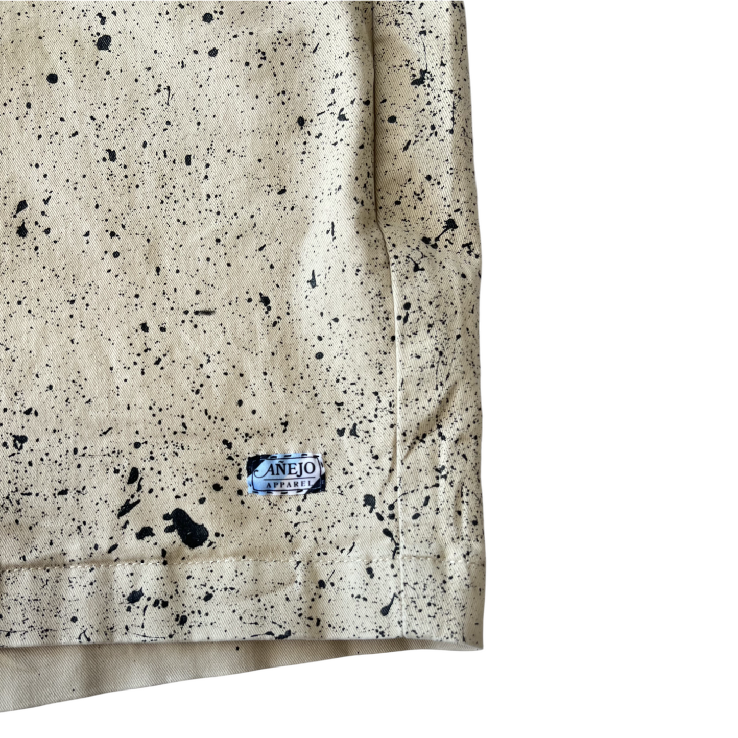 Khaki & Black Splatter Shorts - Size 36