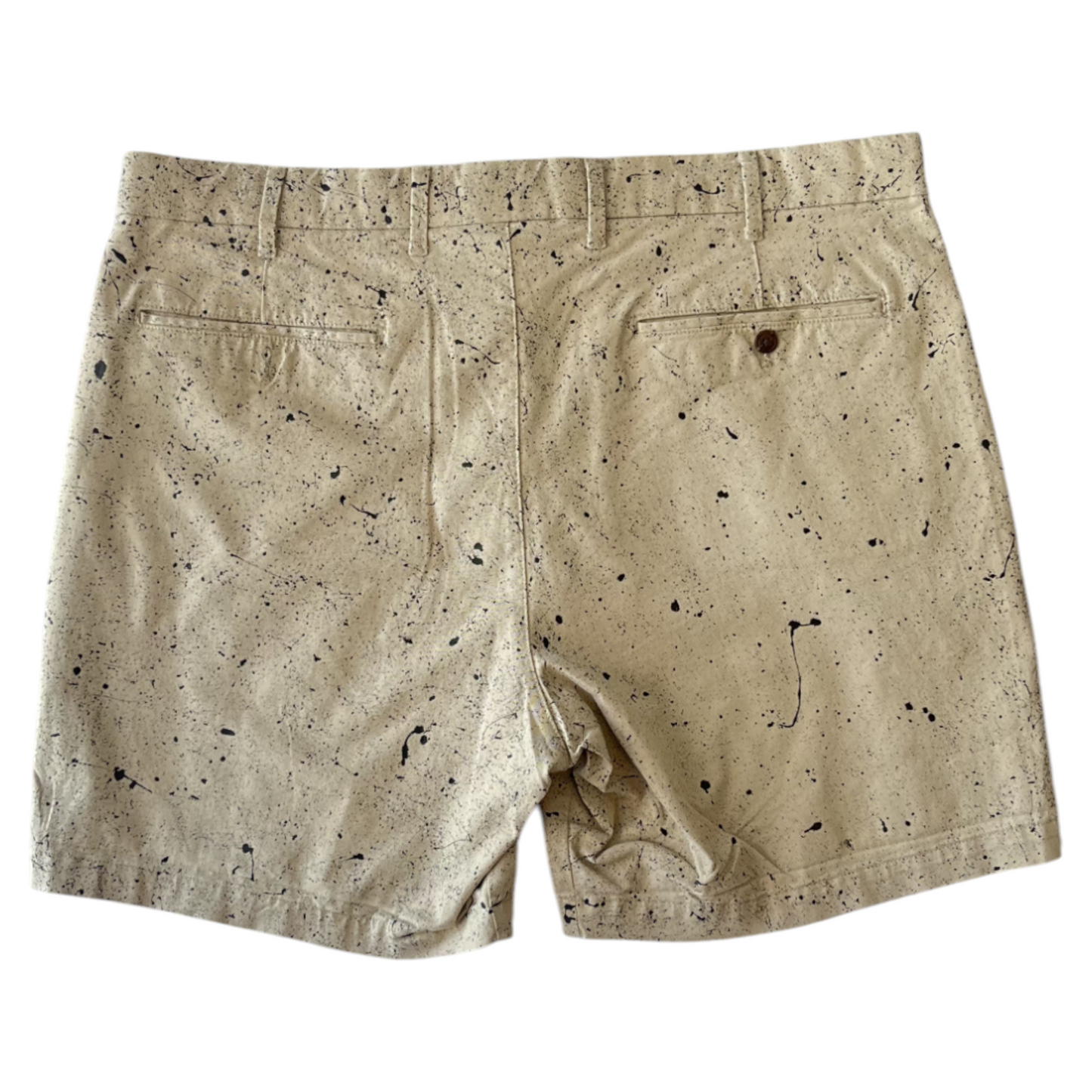 Khaki & Black Splatter Shorts - Size 36