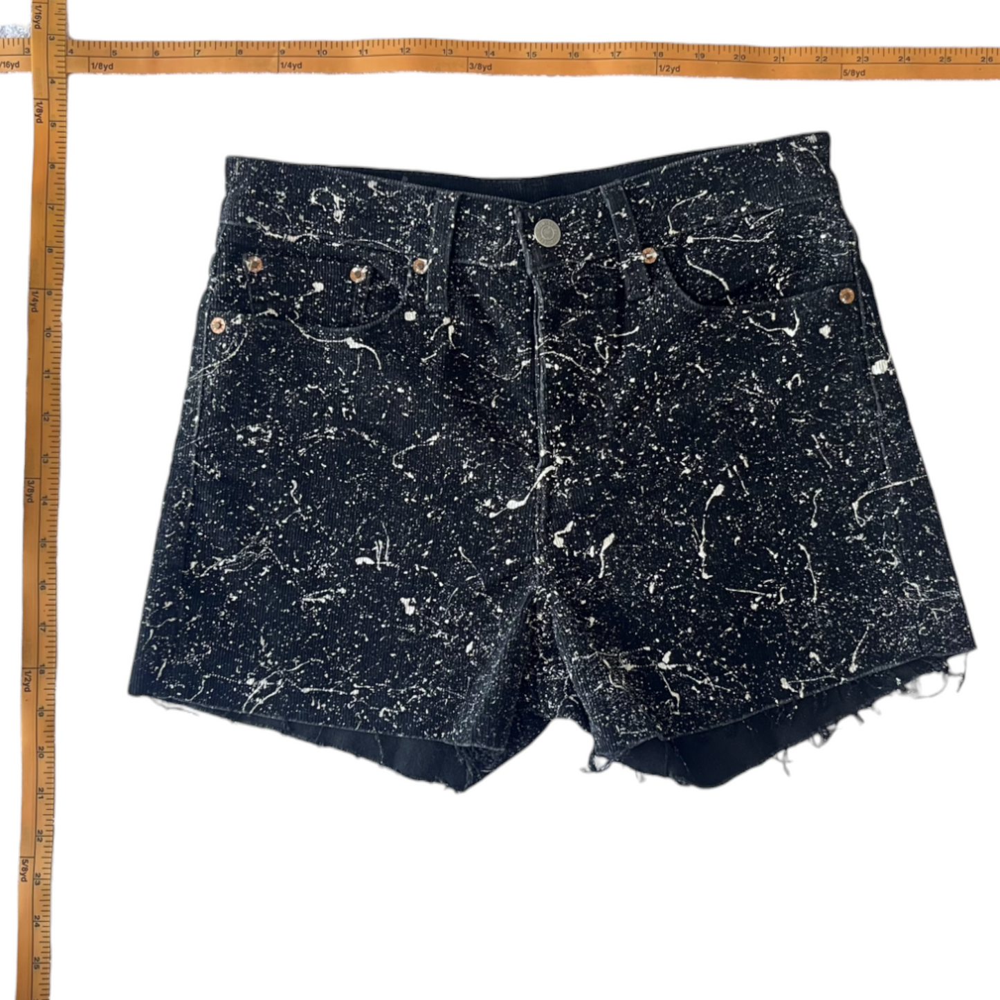 Black & White Corduroy Splatter Shorts - Size 27