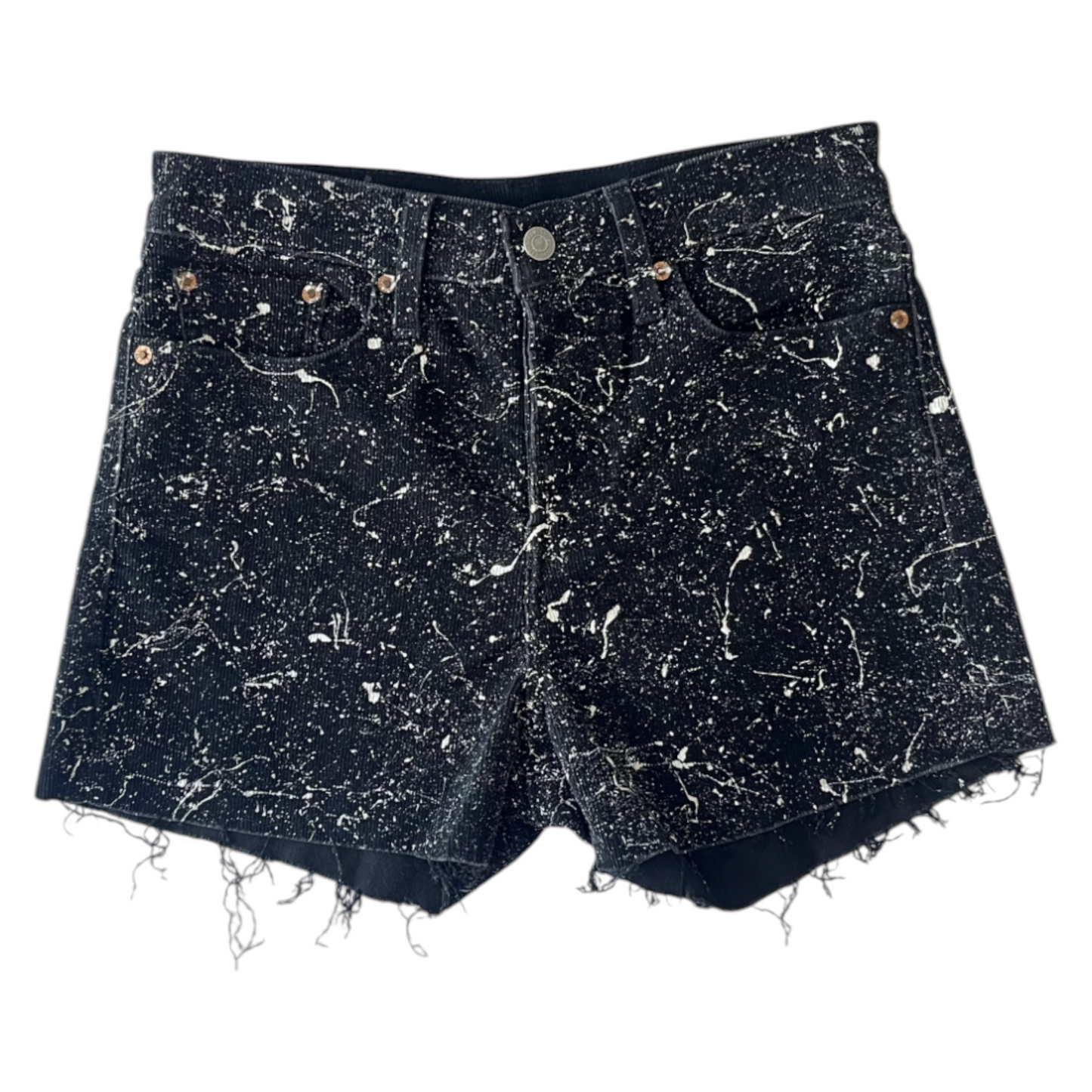 Black & White Corduroy Splatter Shorts - Size 27