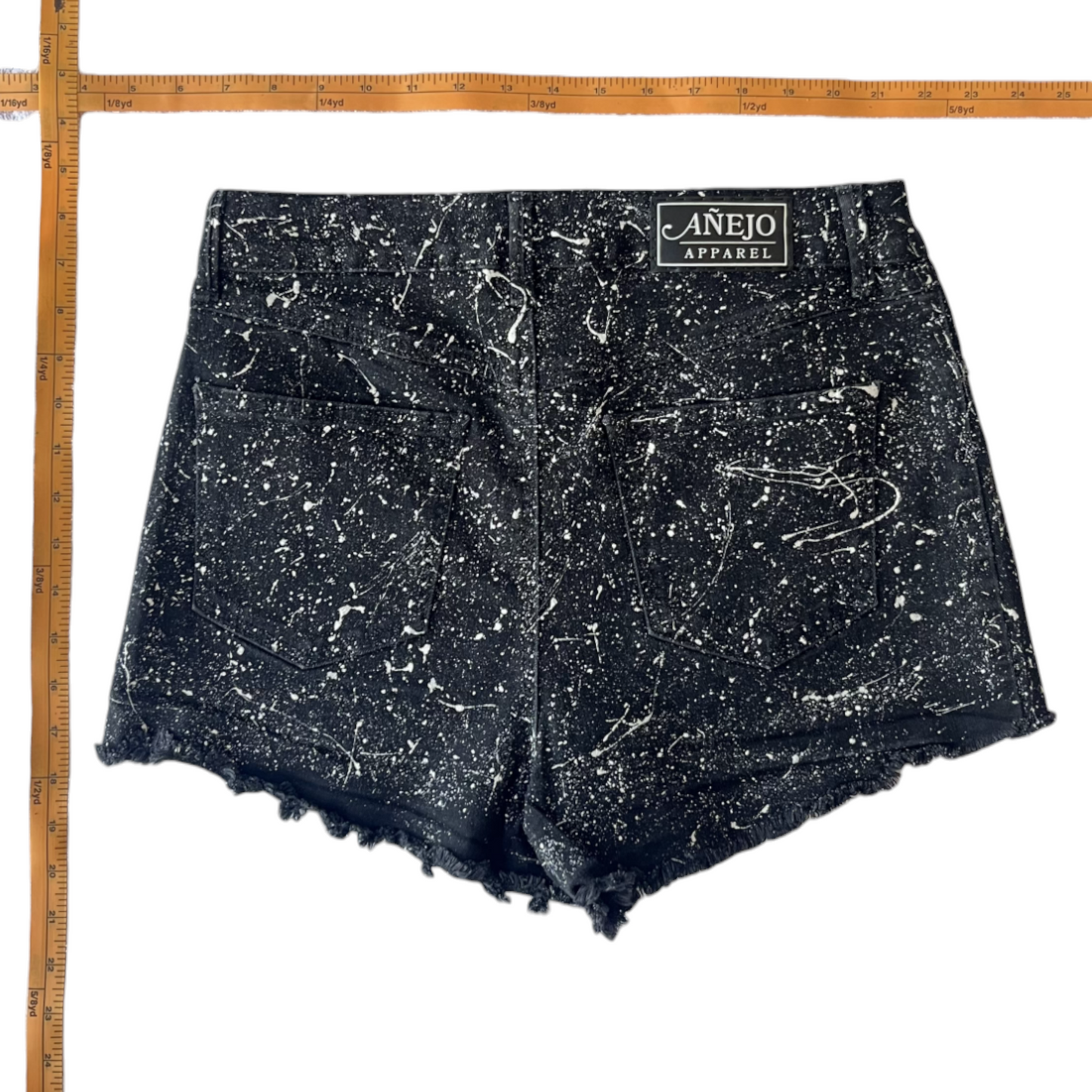 Black & White Splatter Denim Shorts - Size 11