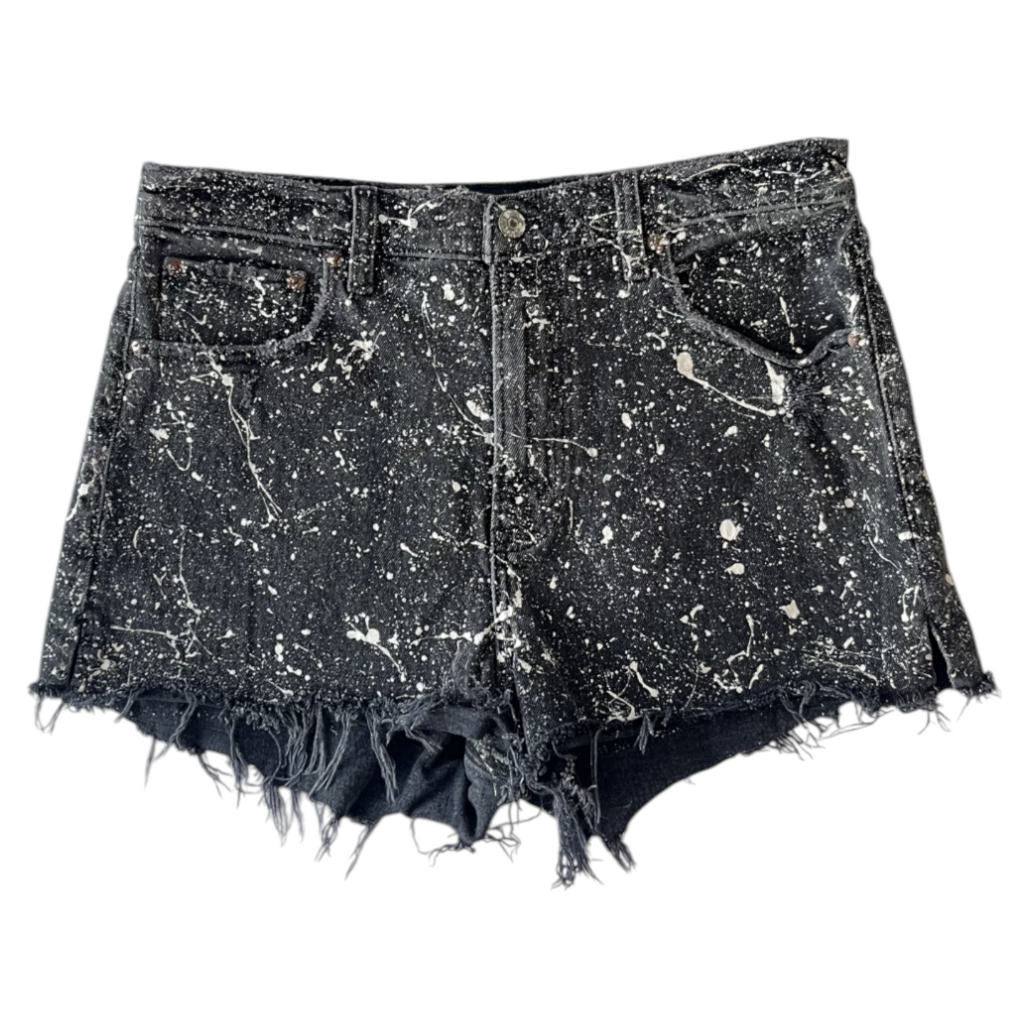 Gray & White Splatter Denim Shorts - Size 8