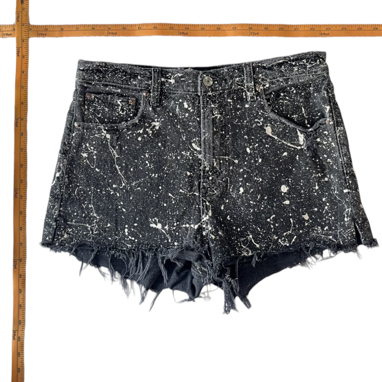 Gray & White Splatter Denim Shorts - Size 8