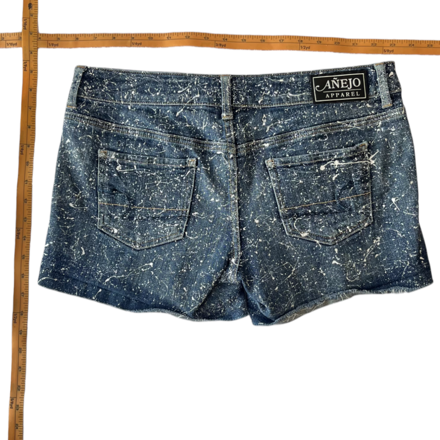 Blue & White Splatter Denim Shorts - Size 10