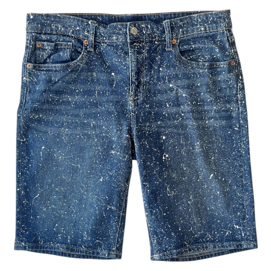 Blue & White Splatter Denim Shorts - Size 36