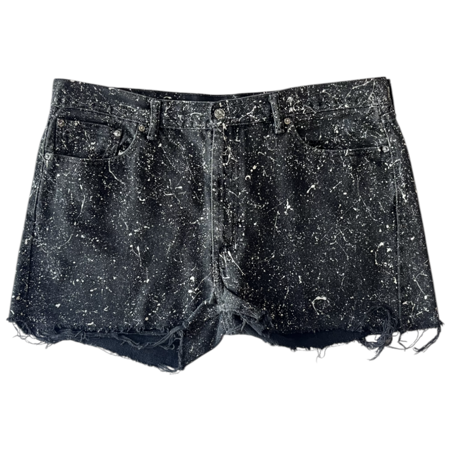 Black & White Splatter Denim Shorts - Size 40