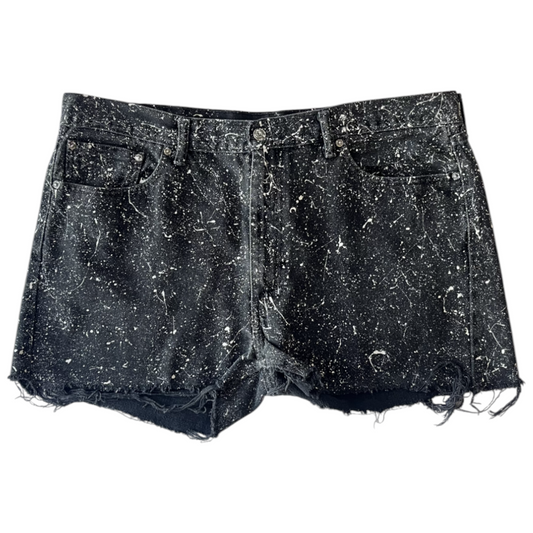 Black & White Splatter Denim Shorts - Size 40