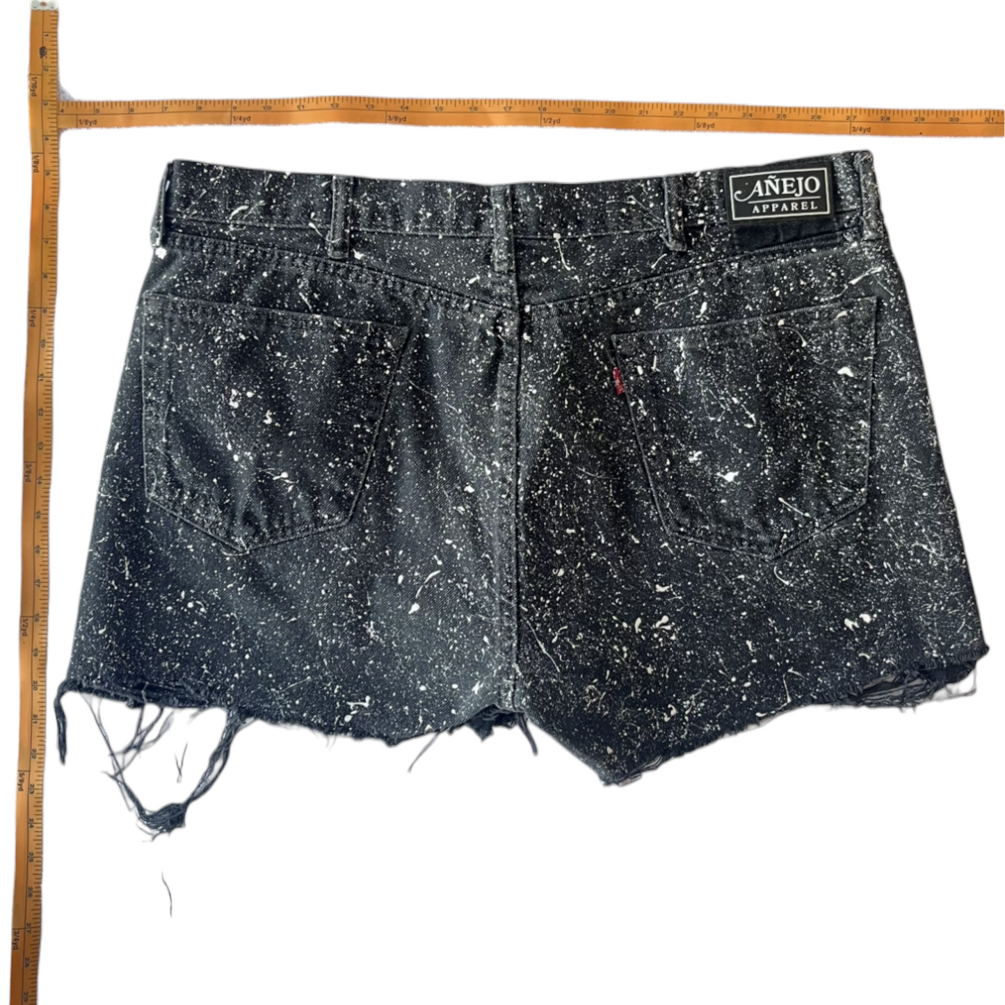 Black & White Splatter Denim Shorts - Size 40
