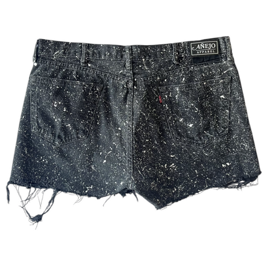 Black & White Splatter Denim Shorts - Size 40