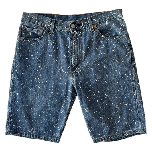 Blue & White Splatter Denim Shorts - Size 33