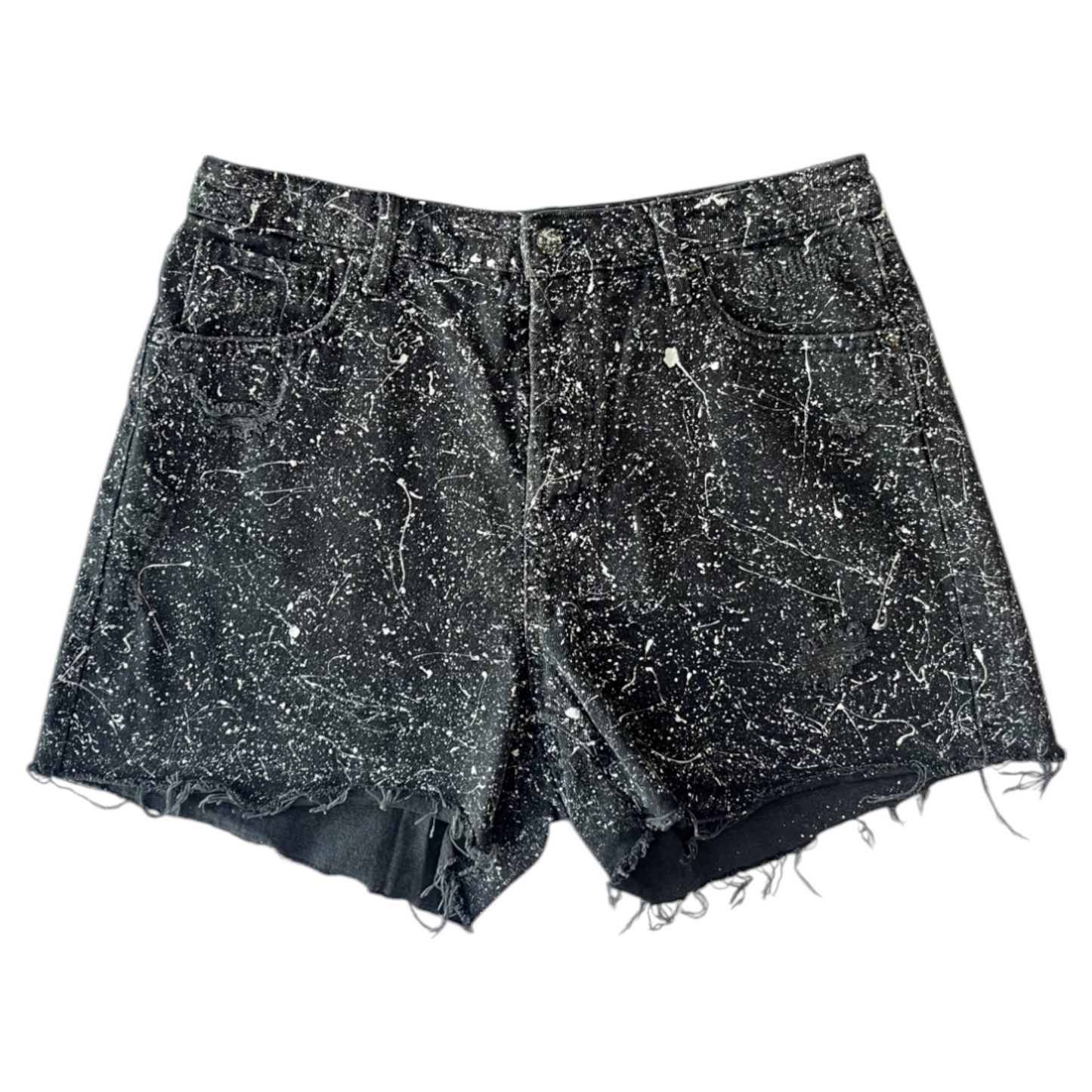 Black & White Splatter Denim Shorts - Size 12