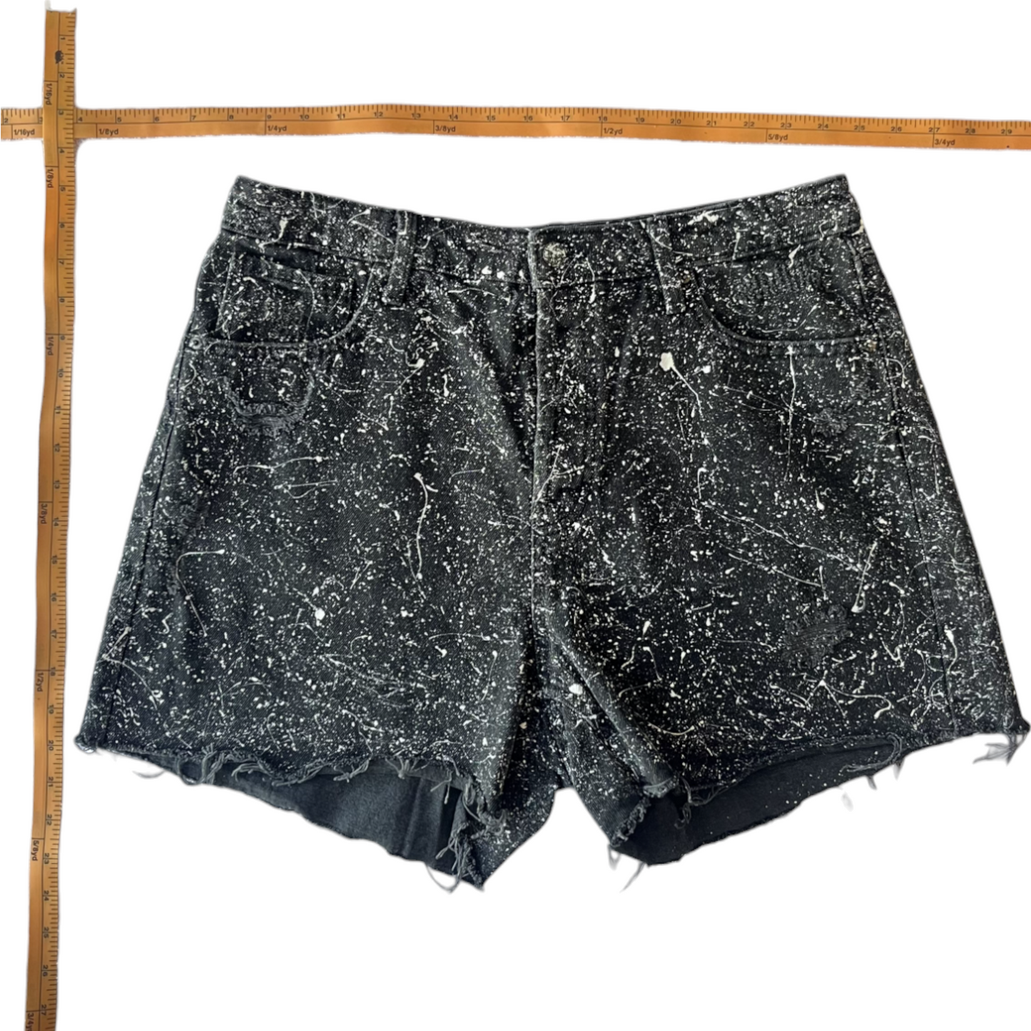 Black & White Splatter Denim Shorts - Size 12