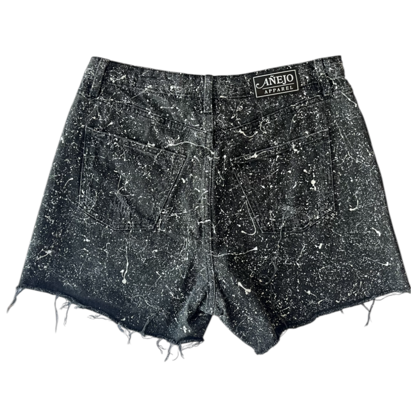 Black & White Splatter Denim Shorts - Size 12