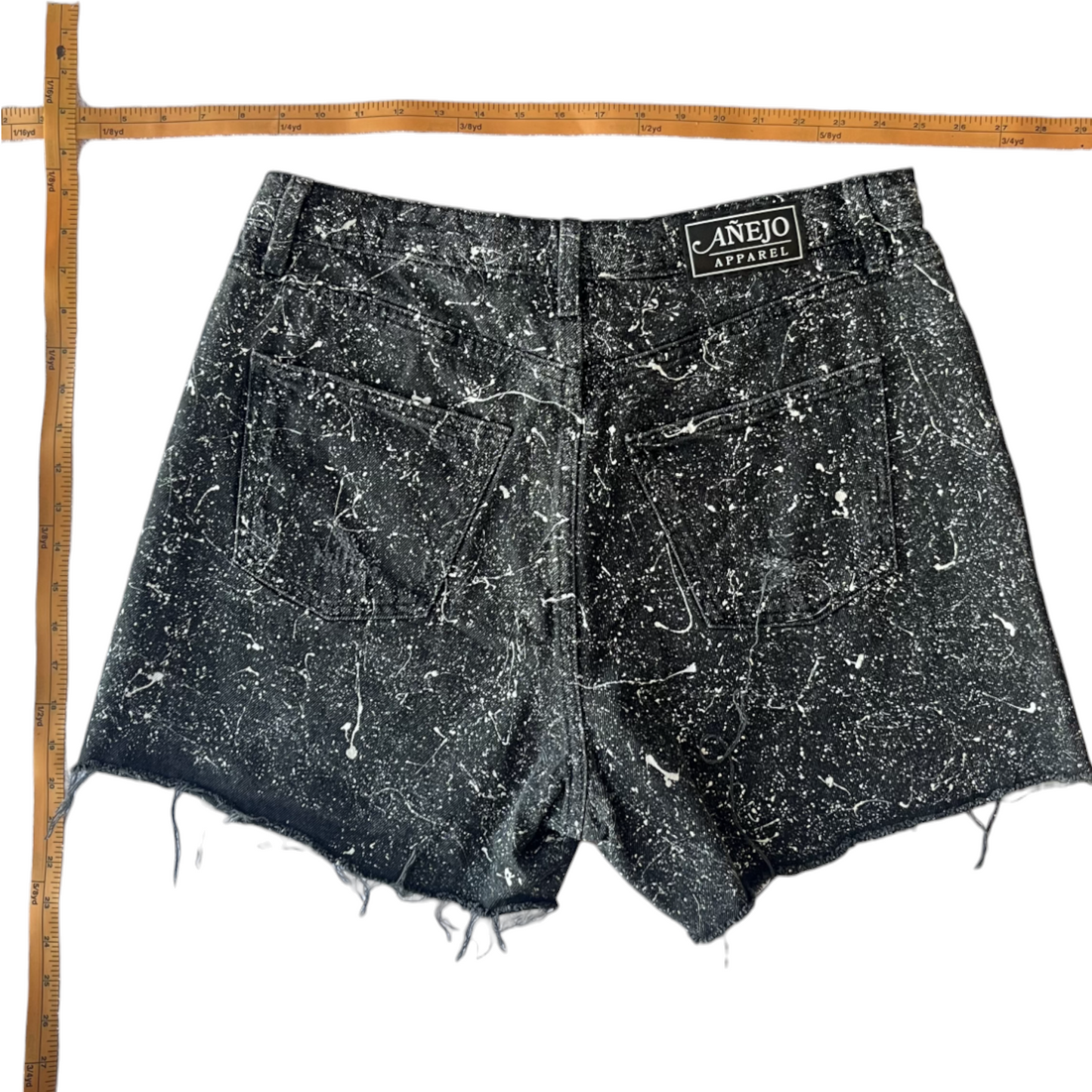Black & White Splatter Denim Shorts - Size 12
