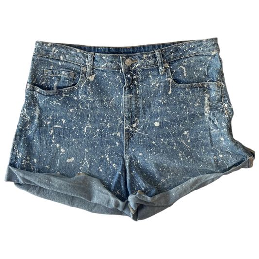 Blue & White Splatter Denim Shorts - Size 12