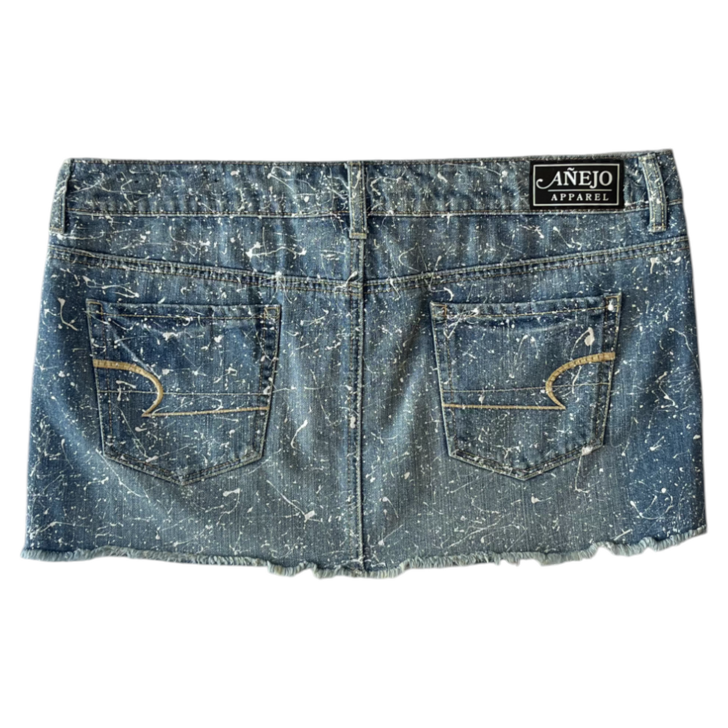 Blue & White Splatter Denim Skirt - Size 14