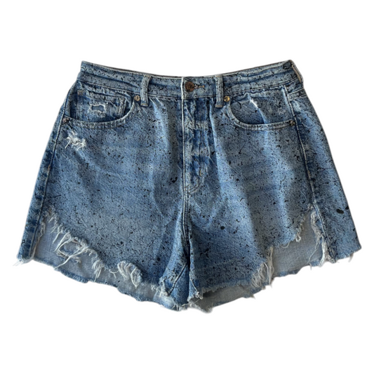 Blue & Black Splatter Denim Shorts - Size 6