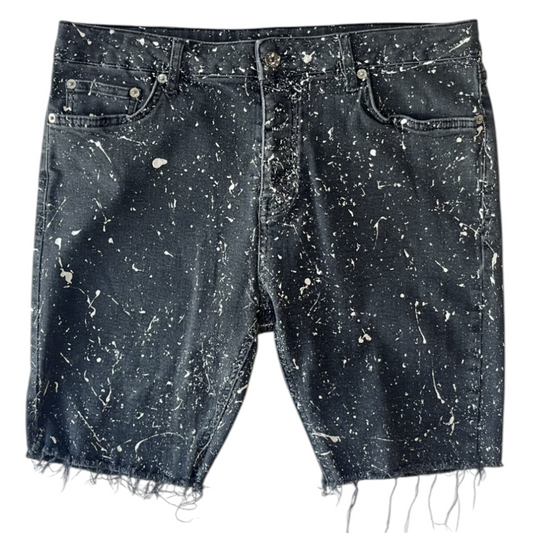Black & White Splatter Denim Shorts - Size 34